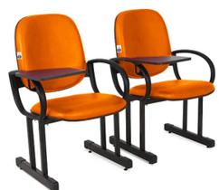 02 Cadeiras para Auditório com Prancheta Linha Dallas Auditório Laranja