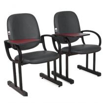 02 Cadeiras Para Auditório Com Prancheta Linha Dallas Auditório Marrom