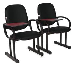 02 Cadeiras para Auditório com Prancheta Linha Dallas Auditório Preto
