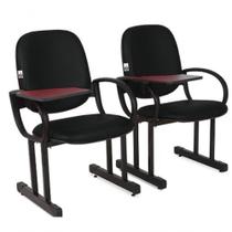 02 Cadeiras Para Auditório Com Prancheta Linha Dallas Auditório Preto