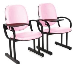02 Cadeiras para Auditório com Prancheta Linha Dallas Auditório Rosa