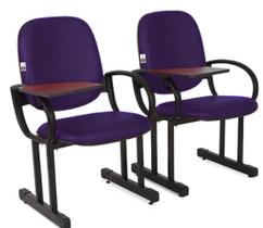 02 Cadeiras para Auditório com Prancheta Linha Dallas Auditório Roxo