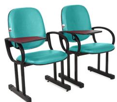 02 Cadeiras para Auditório com Prancheta Linha Dallas Auditório Verde