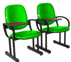 02 Cadeiras para Auditório com Prancheta Linha Dallas Auditório Verde