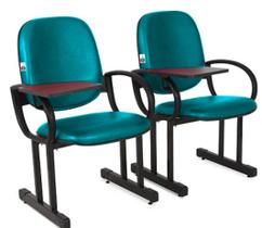 02 Cadeiras para Auditório com Prancheta Linha Dallas Auditório Verde