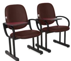 02 Cadeiras para Auditório com Prancheta Linha Dallas Auditório Vermelho
