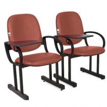02 Cadeiras Para Auditório Com Prancheta Linha Dallas Auditório Vermelho