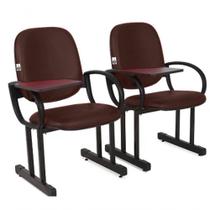 02 Cadeiras Para Auditório Com Prancheta Linha Dallas Auditório Vermelho