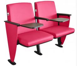 02 Cadeiras para Auditório com Prancheta Linha Viena Auditório Rosa