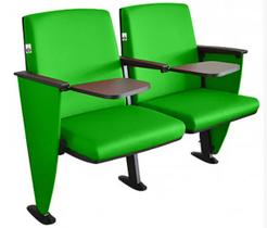 02 Cadeiras para Auditório com Prancheta Linha Viena Auditório Verde