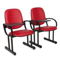 02 Cadeiras para Audítório Escolas e Faculdades Vermelho - Design Office Móveis