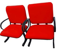 02 Cadeiras para Escritório para Obesos até 250kg Vermelho