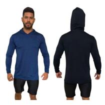 02 Camisa Segunda Pele Masculina UV 50+ com Capuz Térmica para Trabalhadores ao Sol e Academia