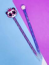 02 Canetas Cis Spiro azul e roxa Panda e Patinha papelaria material escolar