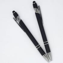 02 Canetas Luxo ponta Touch metal prata presente final de ano natal lembrancinha papelaria escritorio material escolar e