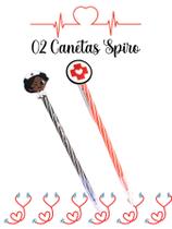 02 Canetas Spiro vermelha e preta Enfermagem Enfermeira papelaria presente lembrancinha escrita macia esferografica