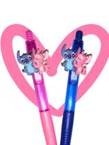 02 Canetas Stitch Stich Angel casal apaixonado caneta esferográfica material escolar kawai papelaria volta as aulas pres