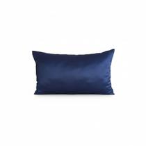 02 Capa de Almofada Baguete Azul Marinho Jacquard Liso 50x30
