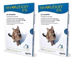 02 Combos Antipulgas Revolution 6% Gatos 2,6 E 7,5 Kg