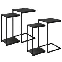 02 Conjuntos de Mesas Laterais Decorativas Industrial D01 Design Preto - Lyam Decor 02 Conjuntos de Mesas Laterais Decorativas Industrial D01 Design Preto - Lyam Decor