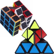 02 Cubos Mágico Pirâmide Pro 3x3 Speed Cube Gira Facil