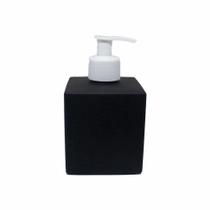 02 Frascos Vidro Saboneteira Cubo 250ml - Preto Fosco c/ Válvula Pump Basica