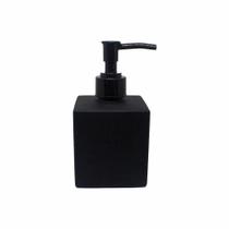 02 Frascos Vidro Saboneteira Cubo 250ml - Preto Fosco c/ Válvula Pump Luxo