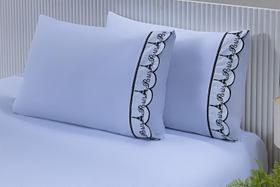 02 Fronha 50Cmx70Cm 100% Al 180 Fios Bordado Paris Preto Bra