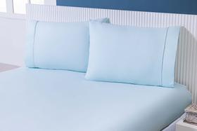 02 Fronhas Avulsas 70x50cm Percal 100% Algodão 230 Fios Ponto Palito Verde Água