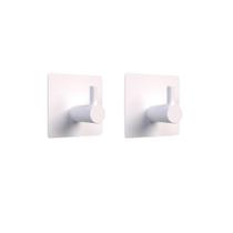 02 Gancho Cabide De Parede Autoadesivo Quadrado Inox Branco 02 Gancho Cabide De Parede Autoadesivo Quadrado Inox Branco