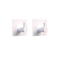 02 Gancho Cabide De Parede Autoadesivo Quadrado Inox Branco 02 Gancho Cabide De Parede Autoadesivo Quadrado Inox Branco