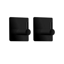 02 Gancho Cabide De Parede Autoadesivo Quadrado Inox Preto 02 Gancho Cabide De Parede Autoadesivo Quadrado Inox Preto