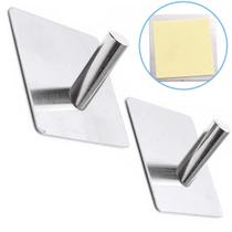 02 Ganchos Aço Adesivo Suporte Parede Super Aderencia 02 Ganchos Aço Adesivo Suporte Parede Super Aderencia