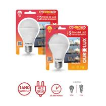 02 Lâmpadas Led Controled 3 Tons De Luz 9w Branca Fria 6500k