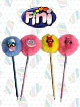 02 Lápis Pompom Fini bala fini caneta esferografica material escolar fofo papelaria kawai fofa