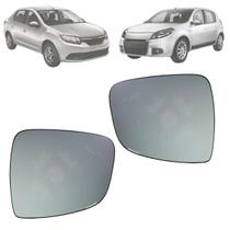 02 Lente Espelho Retrovisor Base Logan Sandero 2009 Até 2014