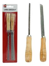 02 Limas Grosa 24cm Semi Circular Redonda Aço Cabo Madeira