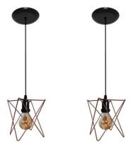 02 Luminarias Pendente Aramado Retrô - Modelo Estrela