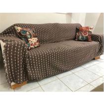 02 Manta para Sofá ou Cama Grande 2,50x,180 de 2 e 3 Lugares Capa Protetora para Sofa Gigante Algodão Cor:Marrom/Branco