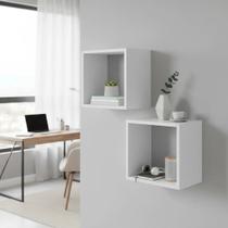 02 Nichos 20x20 Branco MDF Decoração Sala Quarto Cozinha Banheiro Escritório