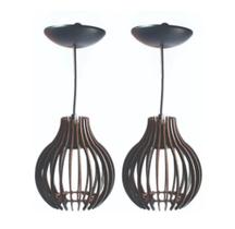 02 Pendentes Luminária De Teto Moderno Área Gourmet Madeira Preto Modelo Coquinho 02 Pendentes Luminária De Teto Moderno Área Gourmet Madeira Preto Modelo Coquinho