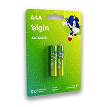02 Pilhas Baterias AAA Elgin Alcalina 3A Palito 1 Cartela