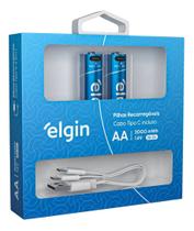02 Pilhas Recarregável Aa 1,6v 1250 Mah Cabo Tipo C - Elgin 02 Pilhas Recarregável Aa 1,6v 1250 Mah Cabo Tipo C - Elgin