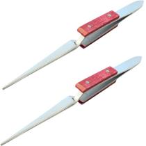 02 Pinça Cruzada Isolante Solda Reta Curva Ferramenta Fornitura soldagem pressão soldar aço ponta bico base suporte resistente temperatura metal