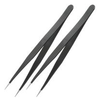 02 Pinças Precisão Ponta Fina Reta Costura Mosaico Fuxico