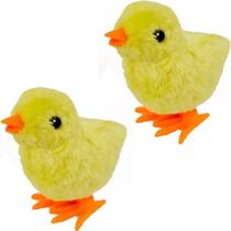 02 Pintinhos Amarelinho Pelucia Brinquedo A Corda Pula Pula