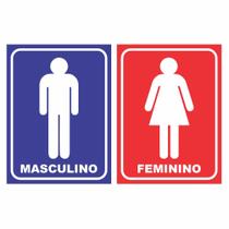 02 Placa Sinalização Banheiro Feminino E Masculino 25X15