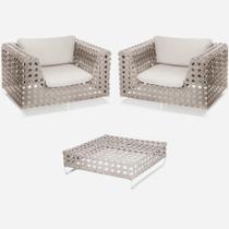 02 Poltronas E Mesinha Alumínio Fibra Sintética Área Externa 02 Poltronas E Mesinha Alumínio Fibra Sintética Área Externa