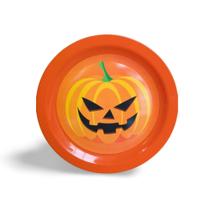 02 Pratos de Plástico Tema Abobora Halloween Festa de 26cm