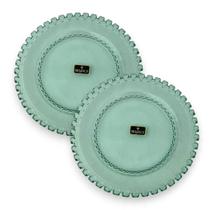 02 Pratos de Sobremesa Cristal Diamante 19cm Verde Menta 02 Pratos de Sobremesa Cristal Diamante 19cm Verde Menta